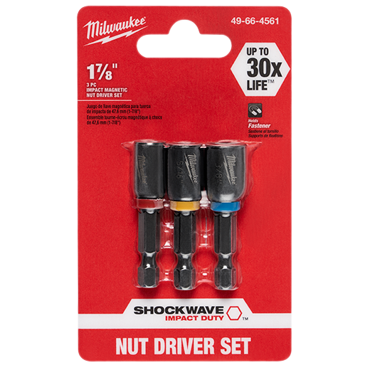 10 pk Magnetic Nut Driver 5/16 in Milwaukee 49-66-4703 SHOCKWAVE 1-7/8 in 